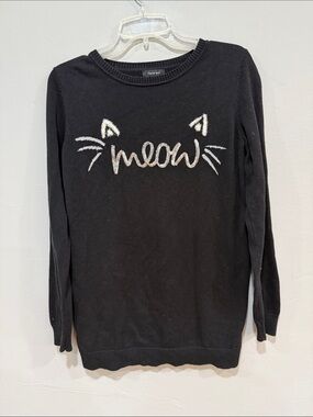 Verve Ami Black Cat 'Meow' Halloween Sweater Size medium